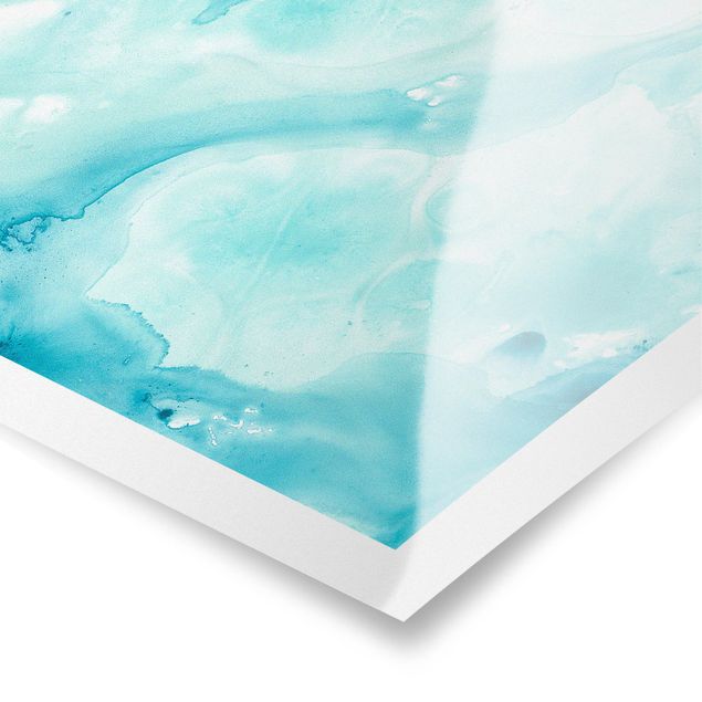 Posters Emulsion In White And Turquoise I