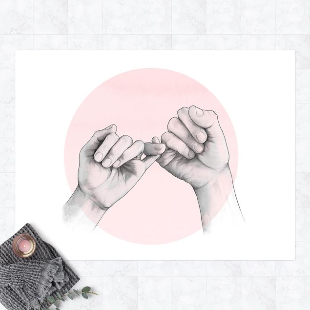 utomhusmattor Illustration Hands Friendship Circle Pink White