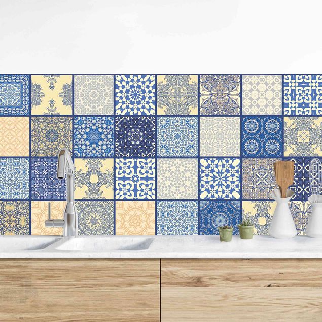 Kök dekoration Sunny Mediterranian Tiles With Blue Joints