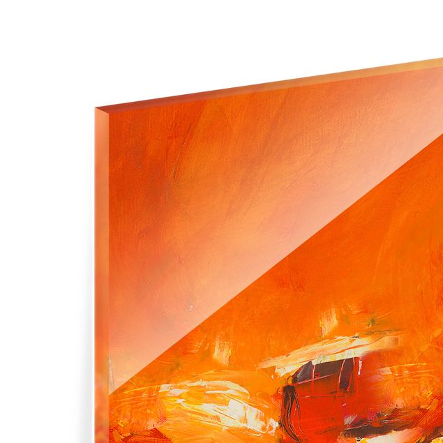 Glas Spritzschutz - Petra Schüßler - Komposition in Orange - Quadrat - 1:1