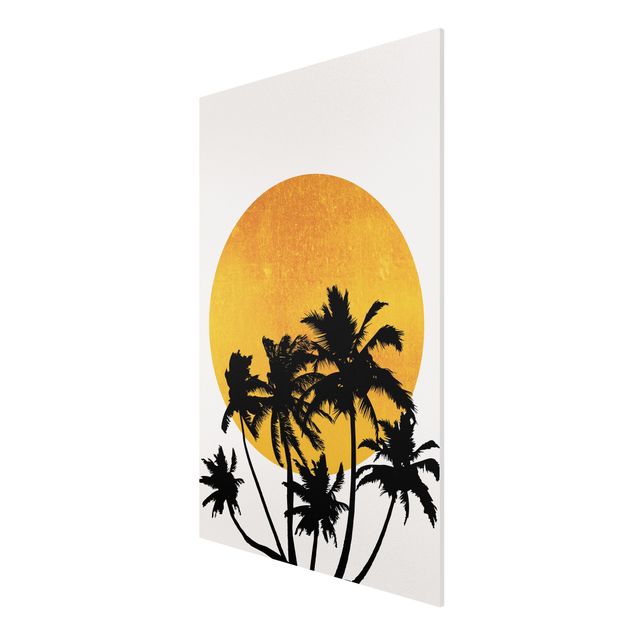 Tavlor blommor Palm Trees In Front Of Golden Sun