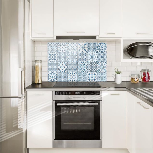 Stänkskydd kök glas mönster Pattern Tiles Blue White