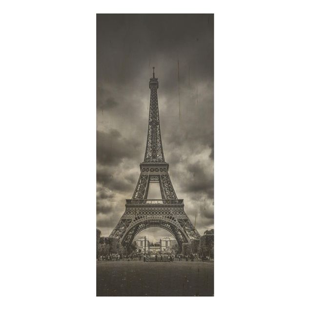 Tavlor Eiffel Tower In Front Of Clouds In Black And White