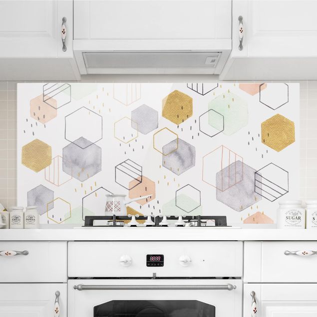 Stänkskydd kök glas mönster Hexagonal Scattering I
