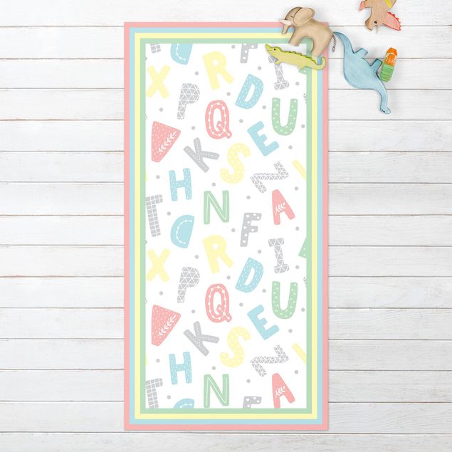 utomhusmattor Alphabet In Pastel Colours With Frame