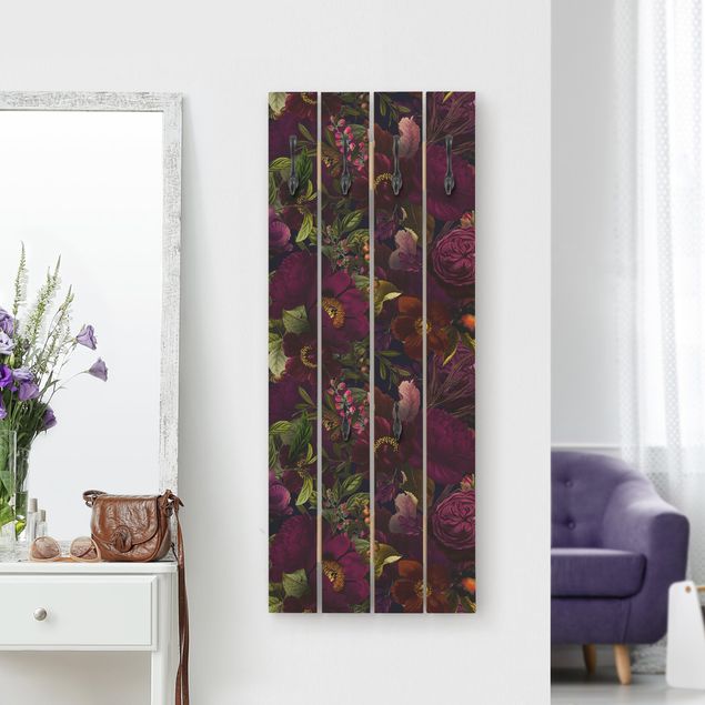 Klädhängare vägg blommor  Purple Blossoms Dark