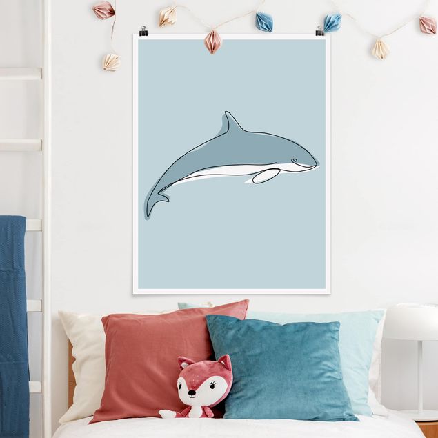 Inredning av barnrum Dolphin Line Art