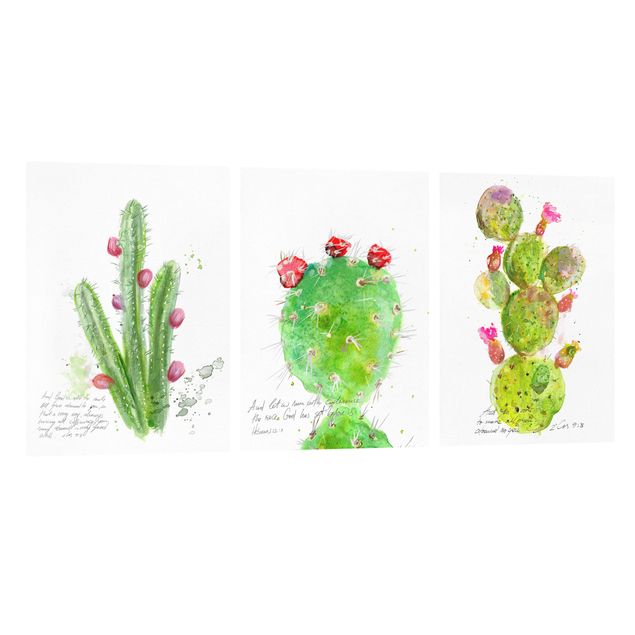 Tavlor blommor  Cactus With Bible Verse Set I