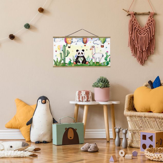 Tavlor modernt Panda And Lama Watercolour