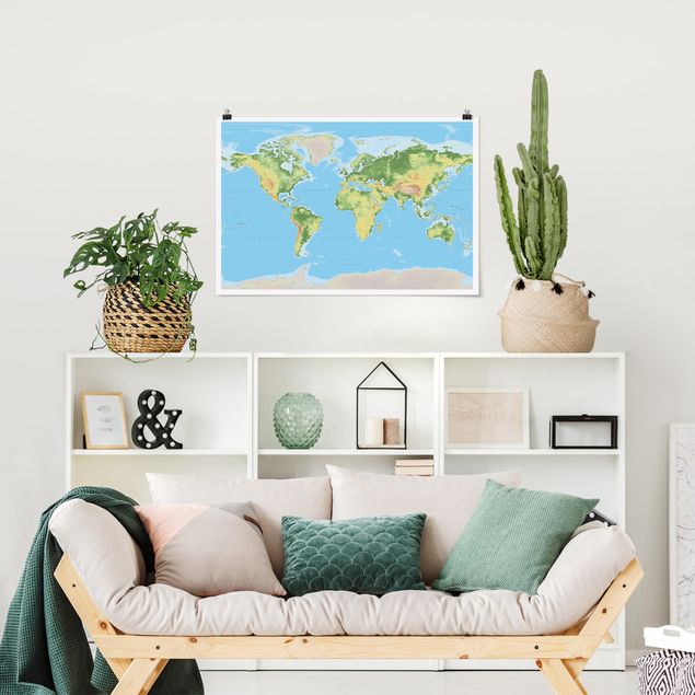Posters världskartor Physical World Map