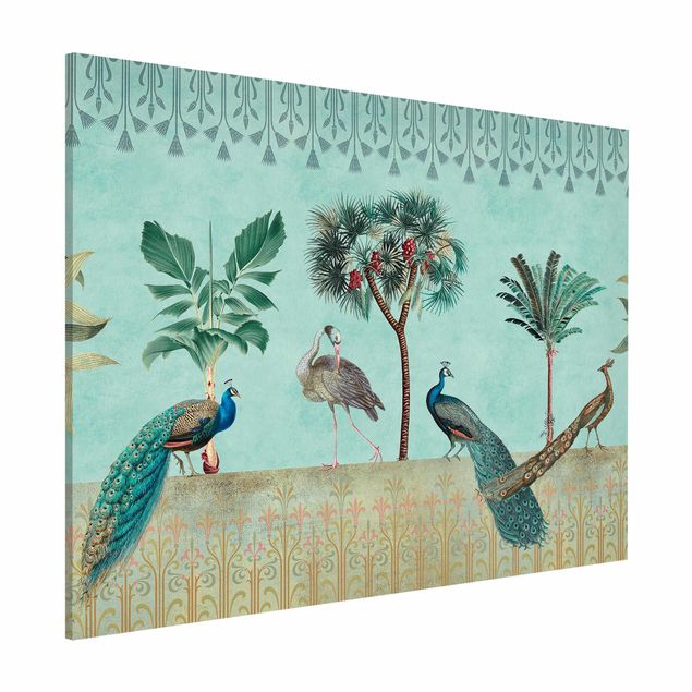 Kök dekoration Vintage Collage - Tropical Bird With Palm Trees