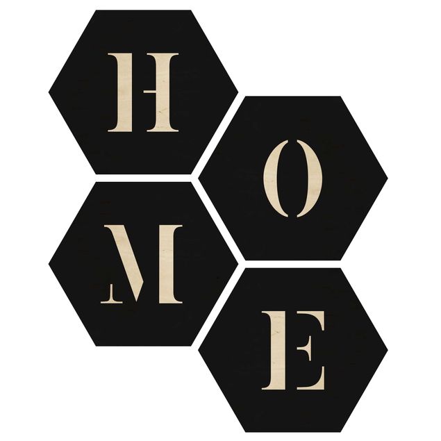 Hexagonala tavlor Letters HOME White Set II