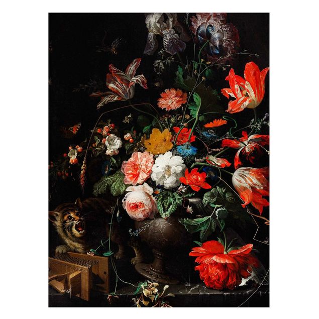 Tavlor katter Abraham Mignon - The Overturned Bouquet