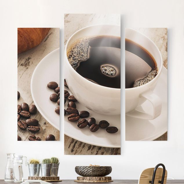 Kök dekoration Steaming coffee cup with coffee beans