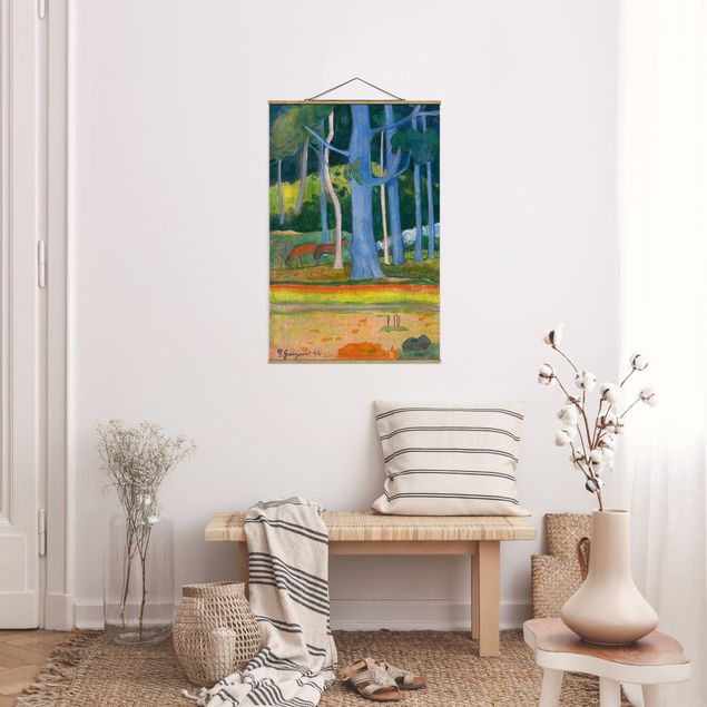 Konststilar Impressionism Paul Gauguin - Landscape with blue Tree Trunks