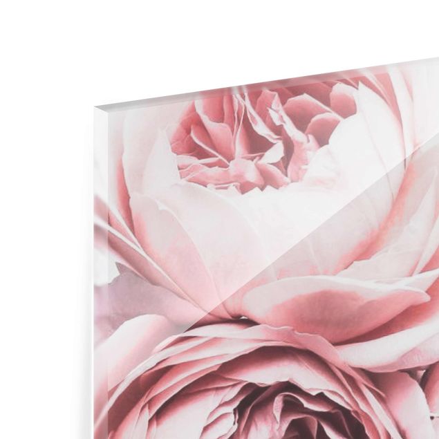 Glas Magnetboard Pink peony blossoms shabby pastel