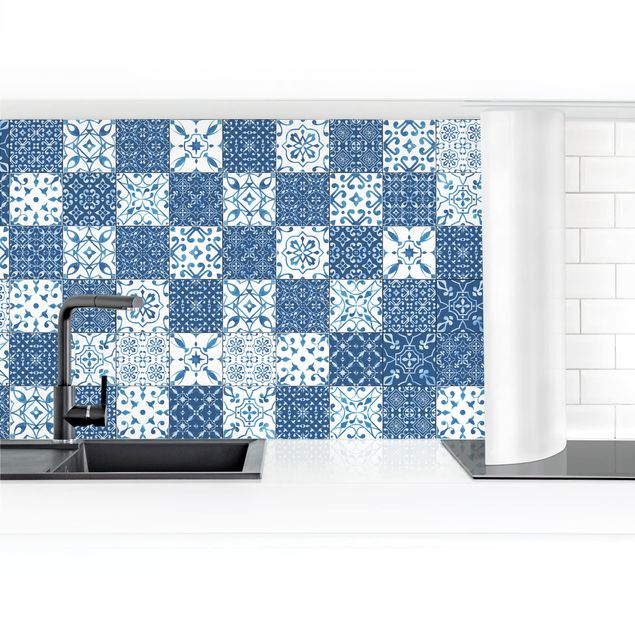 Stänkskydd kök  Tile Pattern Mix Blue White