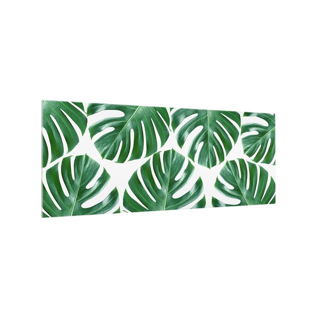 stänkskydd kök glas mönster Tropical Green Leaves Monstera