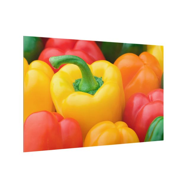 glasskiva kök Colorful Peppers