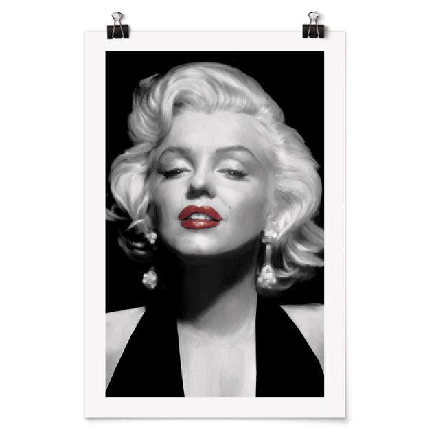 Tavlor porträtt Marilyn With Red Lips