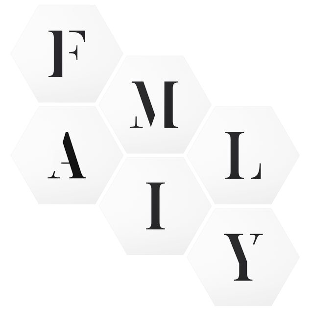 Tavlor ordspråk Letters FAMILY Black Set II