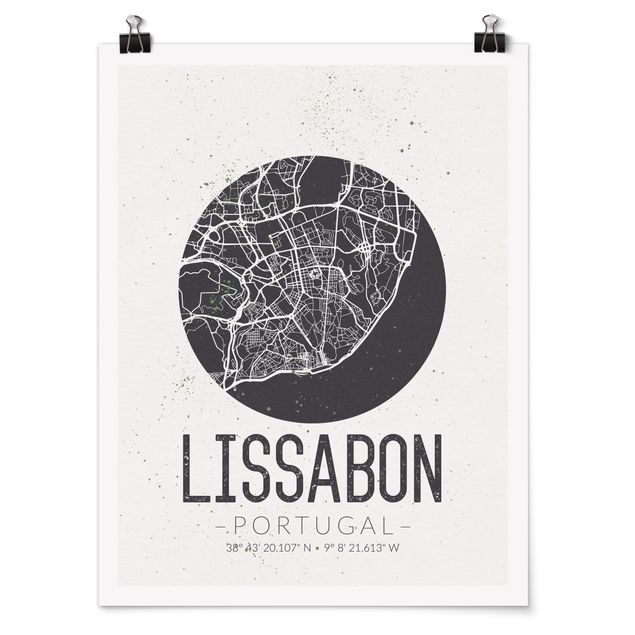 Posters ordspråk Lisbon City Map - Retro