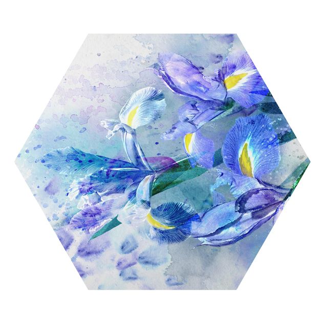 Tavlor blå Watercolour Flowers Iris
