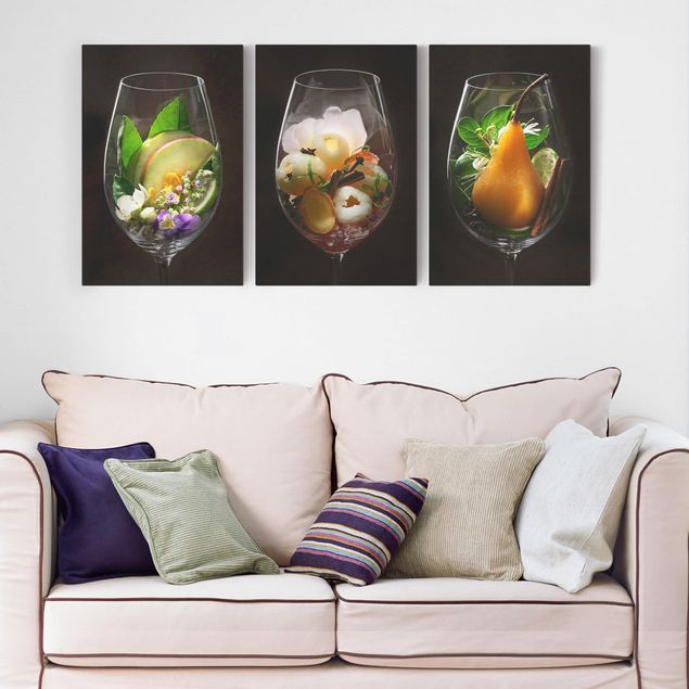 Canvastavlor grönsaker och frukt Wine aromas in wine glass