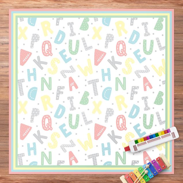 balkongmattor Alphabet In Pastel Colours With Frame
