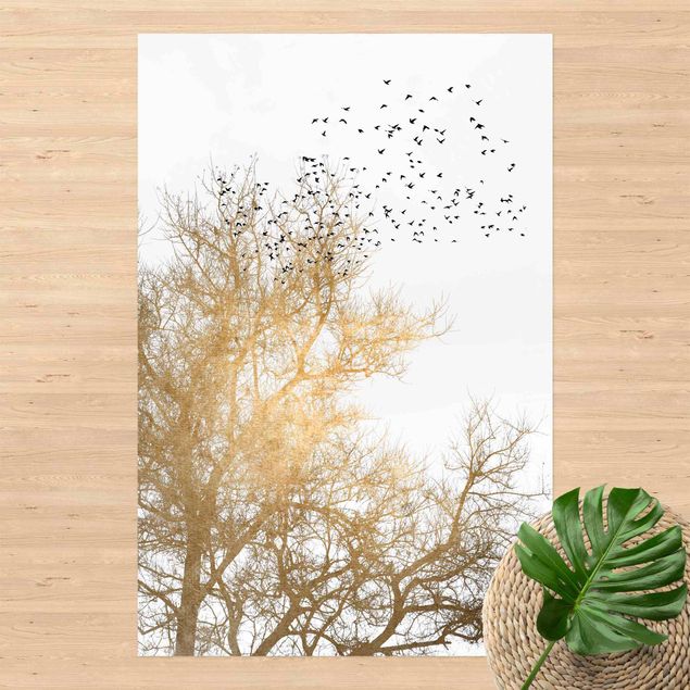 altanmattor Flock Of Birds In Front Of Golden Tree