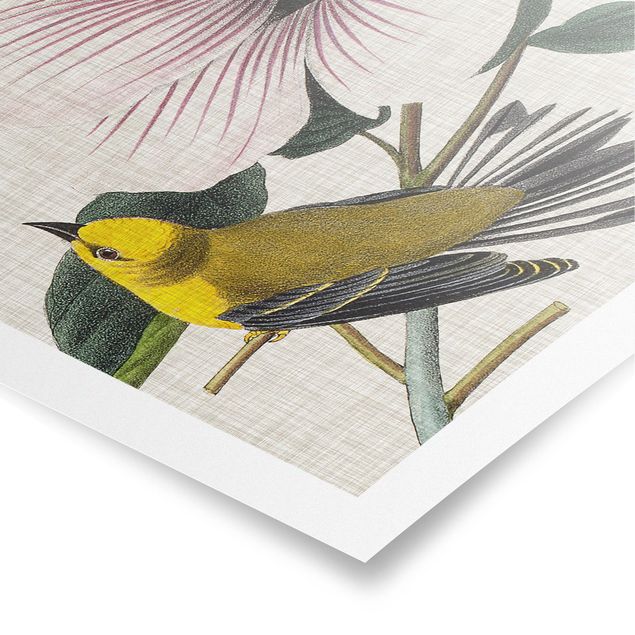 Tavlor blommor  Bird On Linen Yellow I