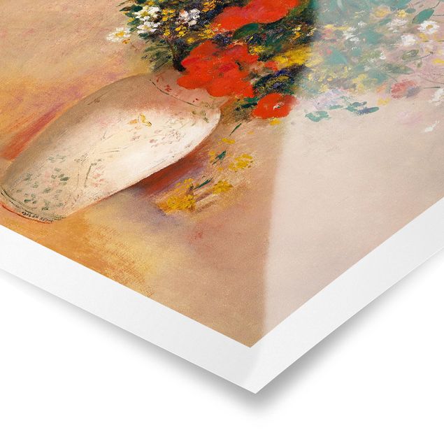 Posters konstutskrifter Odilon Redon - Vase With Flowers (Rose-Colored Background)