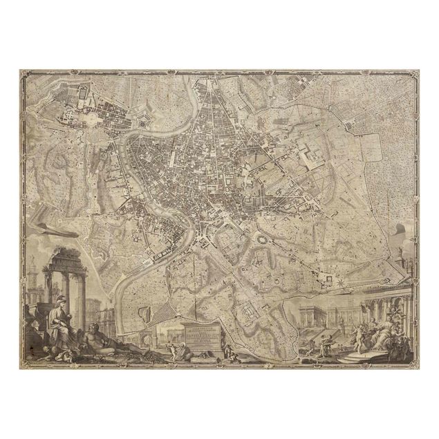 Trätavlor vintage Vintage Map Rome