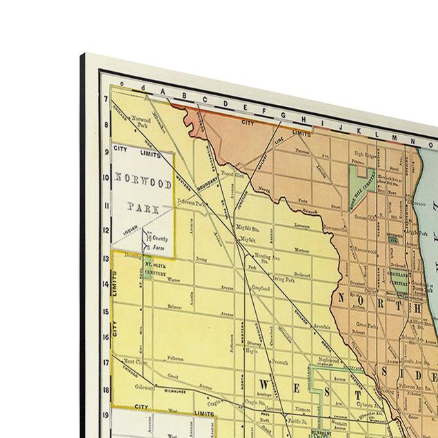 Tavlor färgglada Vintage Map Chicago