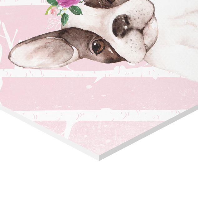 Hexagonala tavlor Watercolor Pug Pink