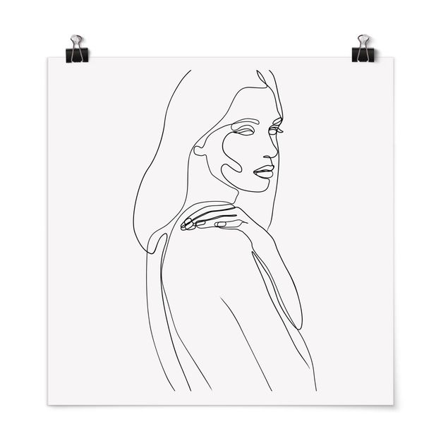 Posters konstutskrifter Line Art Woman's Shoulder Black And White
