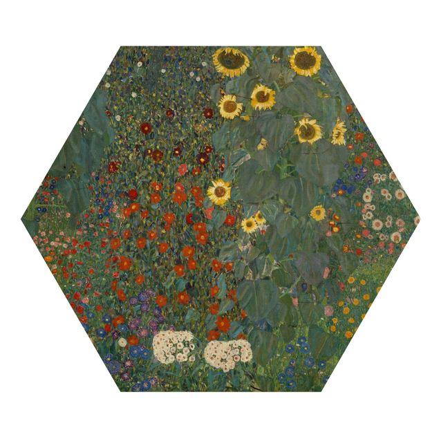 Trätavlor blommor  Gustav Klimt - Garden Sunflowers