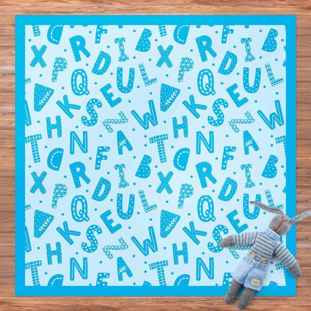 altanmattor Alphabet With Hearts And Dots In Blue With Frame