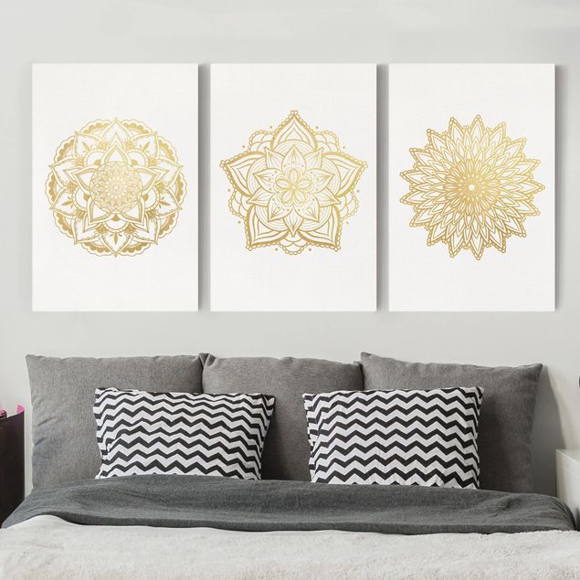 Kök dekoration Mandala Flower Sun Illustration Set Gold