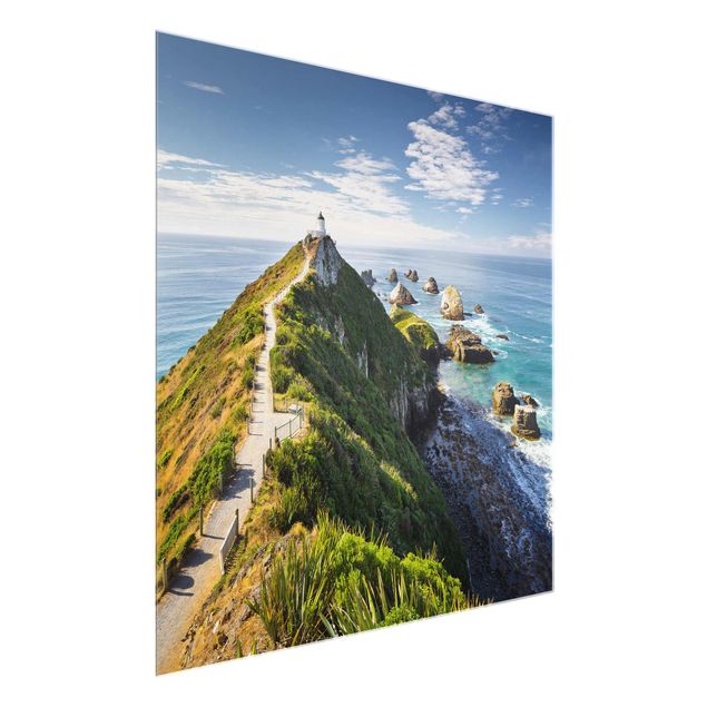Tavlor landskap Nugget Point Lighthouse And Sea New Zealand