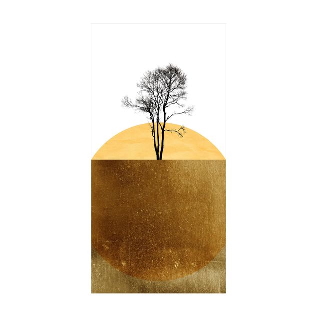 matta guldfärgad Golden Sun With Tree