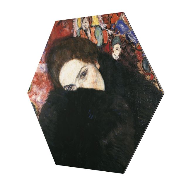 Tavlor porträtt Gustav Klimt - Lady With A Muff