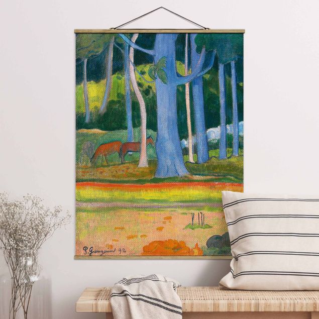 Kök dekoration Paul Gauguin - Landscape with blue Tree Trunks