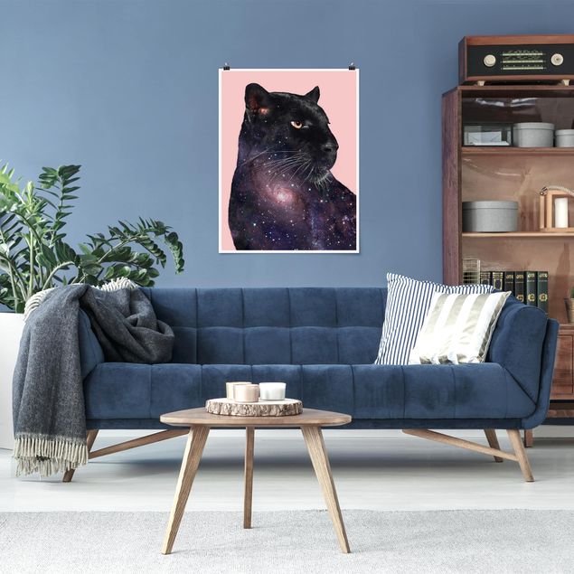 Posters konstutskrifter Panther With Galaxy