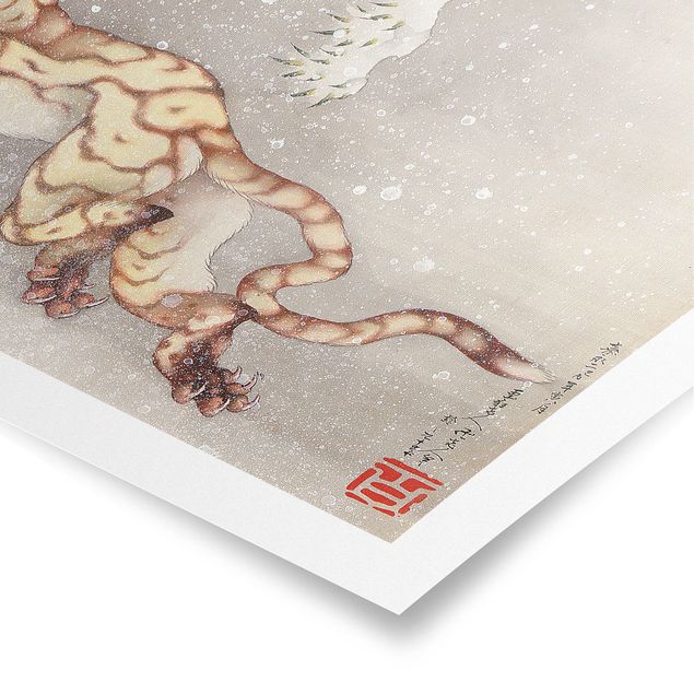 Posters konstutskrifter Katsushika Hokusai - Tiger in a Snowstorm