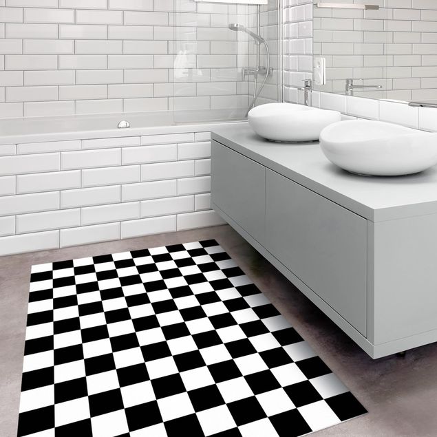moderna mattor Geometrical Pattern Chessboard Black And White