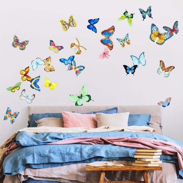 Autocolantes de parede borboletas Watercolour Butterflies Set