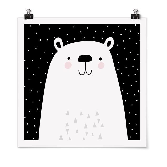 Posters svart och vitt Zoo With Patterns - Polar Bear