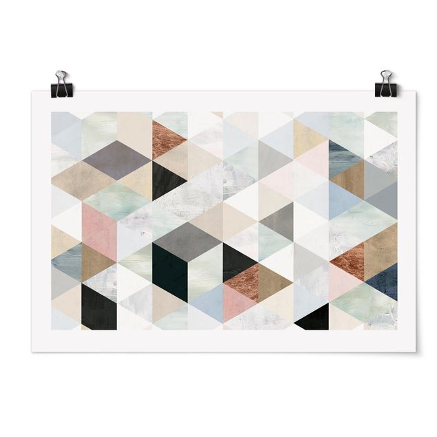 Tavlor modernt Watercolour Mosaic With Triangles I