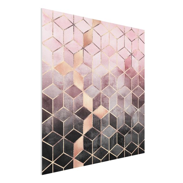 Tavlor 3D Pink Grey Golden Geometry